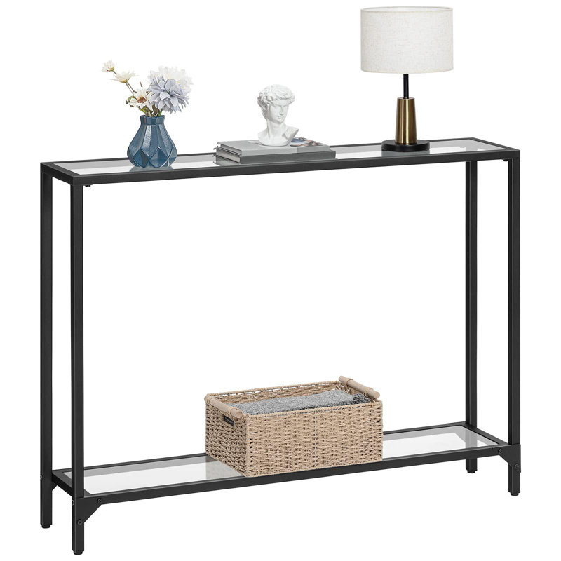 Mercer41 39.4" Console Table. Tempered Glass Sofa Table. Narrow